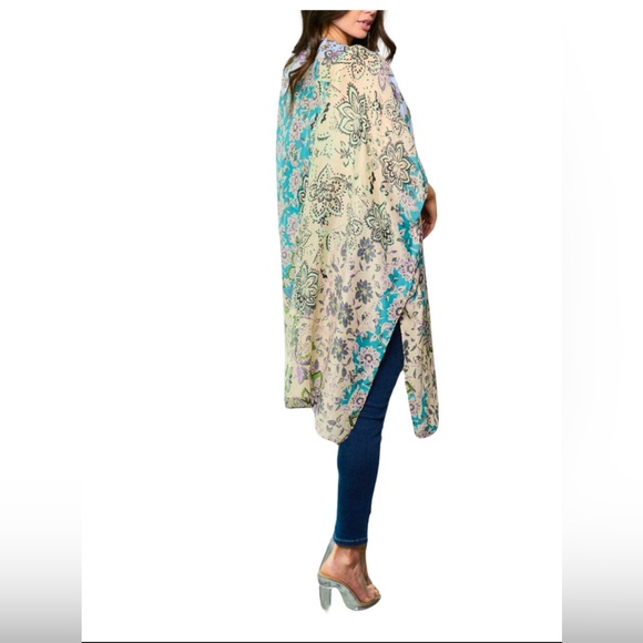 Women's Floral Open Front Kimono - Picture 2 of 2